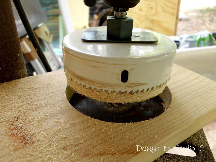 using a hole saw in a drill press, diy, how to, tools, woodworking projects