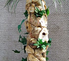 oyster shell planting tower for strawberries or other plants, gardening, repurposing upcycling, Oyster Shell Plant Tower with 8 pockets 36 tall
