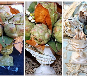 refinishing with metallic glazes, crafts, painting, 3 different looks of Artichoke centerpiece