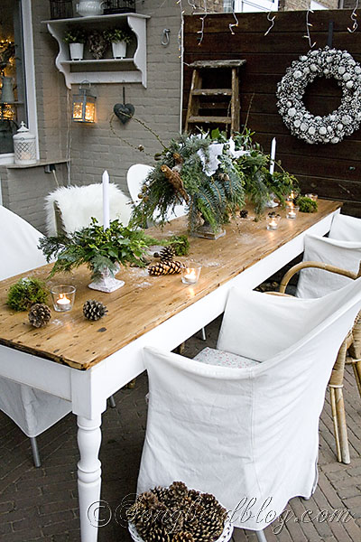 decoracin navidea para exteriores, Nuestra mesa del refectorio es larga y delgada pero se viste muy bien