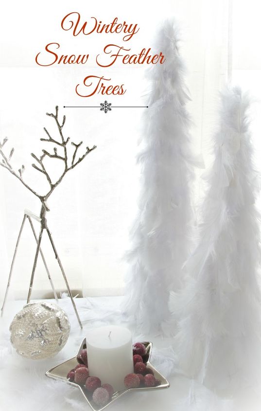 wintery snow feather trees, crafts, home decor