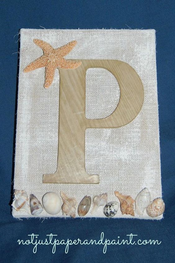 coastal monogram, crafts, decoupage, Why not think about using shells you picked up on a trip to the beach to make it a bit more personalized If you don t have shells you can always pick up a variety of packages at Michaels