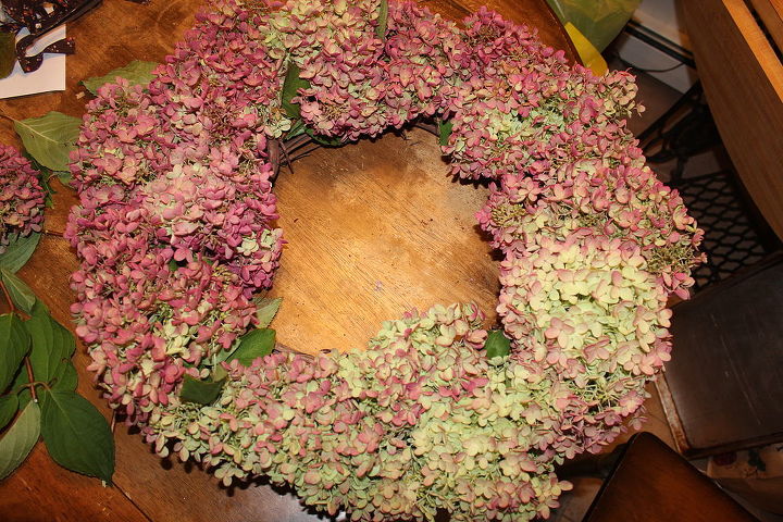 hydrangea wreath, crafts, wreaths, Almost finished