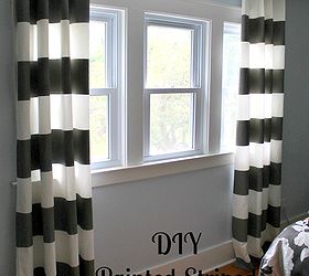 how to paint stripes on curtains, crafts, decoupage, home decor, painting, It s hard to believe these curtains were plain white when I bought them With some measuring taping and painting I created these great panels