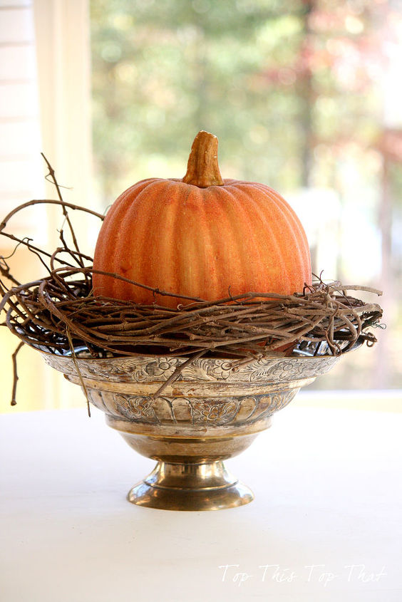 they are at the door arrangement, seasonal holiday d cor, thanksgiving decorations, wreaths, start with a bowl pumpkin and grapevine wreath