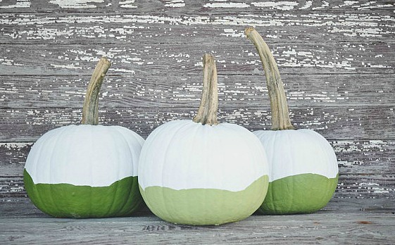 diy ombre paint dipped pumpkins, crafts, painting, seasonal holiday decor, DIY ombre paint dipped pumpkins all you need is some paint a bowl 3 different colors of paint or just add white as you go to get the ombre effect