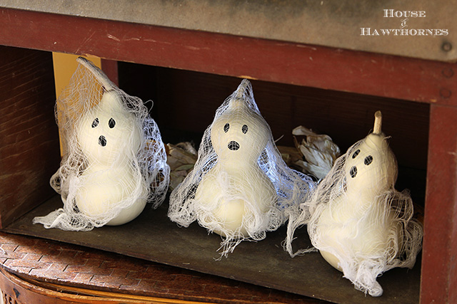 is that a gourd or a ghost, halloween decorations, seasonal holiday d cor, These are made with the small sized dried gourds and are nice for placing around the house