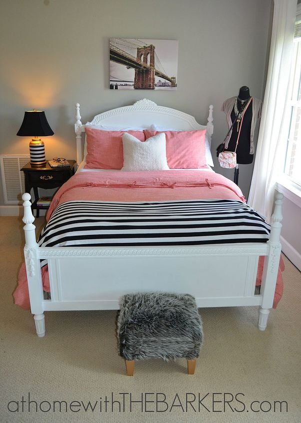 teen girl room makeover, bedroom ideas, home decor, Painted Bed with Maison Blanche Chalk Paint in Magnolia