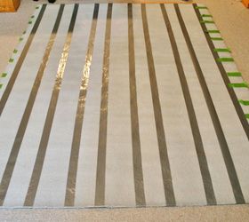 how to paint an indoor outdoor rug, flooring, painting, Start by taping out your pattern Mine needed stripes first