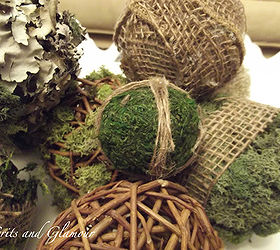 easy diy moss burlap and grapevine balls, crafts, A mixed variety of moss burlap jute and more