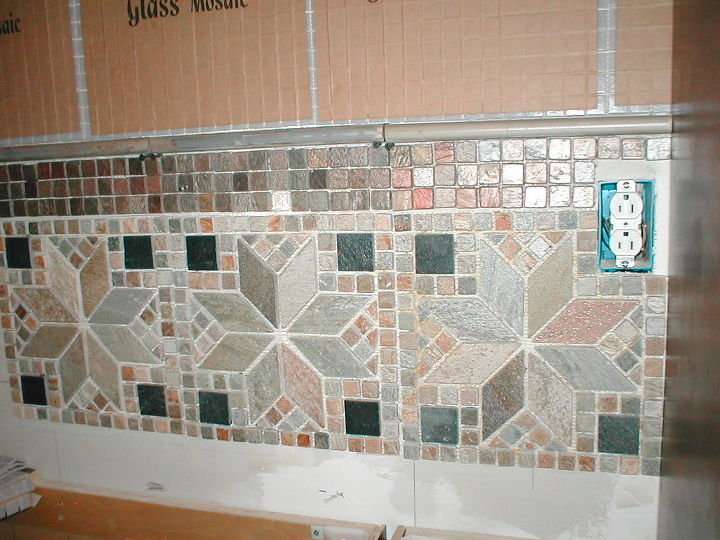 victorian remodel kitchen of my dreams sort of, home improvement, kitchen backsplash, kitchen design, tiling, I got the medallions for 10 bucks a piece 12x12 I was so excited and they are stunning