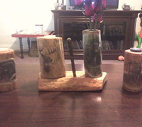 rustic tea candle holders vase and pen holder, crafts, home decor