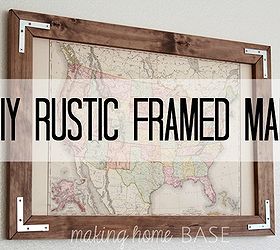 vintage map in a diy rustic frame, home decor, repurposing upcycling, woodworking projects