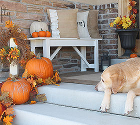 fall porch and diy outdoor bench, porches, seasonal holiday decor