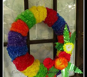 aloha wreath, crafts, wreaths, 24 leis a centerpiece and some flower hair accessories all for this great wreath