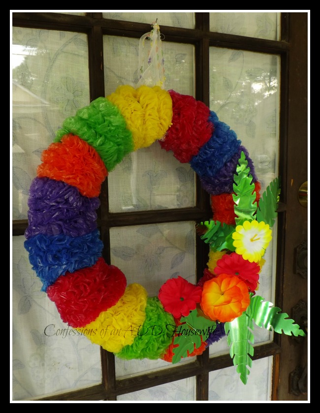 aloha wreath, crafts, wreaths, 24 leis a centerpiece and some flower hair accessories all for this great wreath