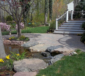 find serenity now with a water garden and patio, decks, flowers, gardening, landscape, outdoor living, patio, ponds water features, Water features change with the seasons a patio provides a place to sit to watch the seasons pass from one to the next