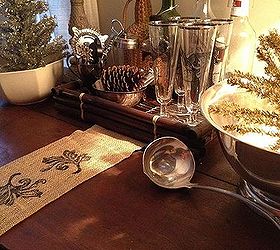 vintage silver and gold christmas decorations on the bar, repurposing upcycling, seasonal holiday d cor, wreaths, Home bar Christmas decor HolidayCheer christmas decor homebar