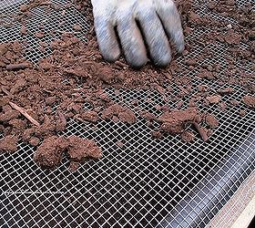 diy project hypertufa pots, container gardening, gardening, sifting the peat moss