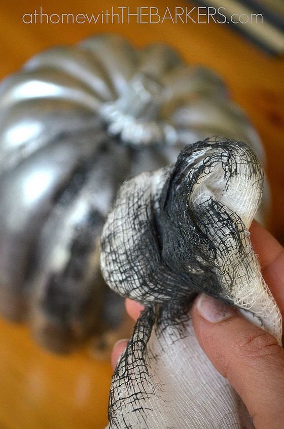 how to get an aged zinc look on a plastic pumpkin, crafts, painting, Used cheese cloth for aged zinc look