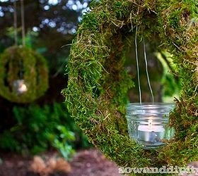 outdoor moss candle orb s, crafts, gardening, outdoor living, Suspend a jam jar inside the orb for a tea light