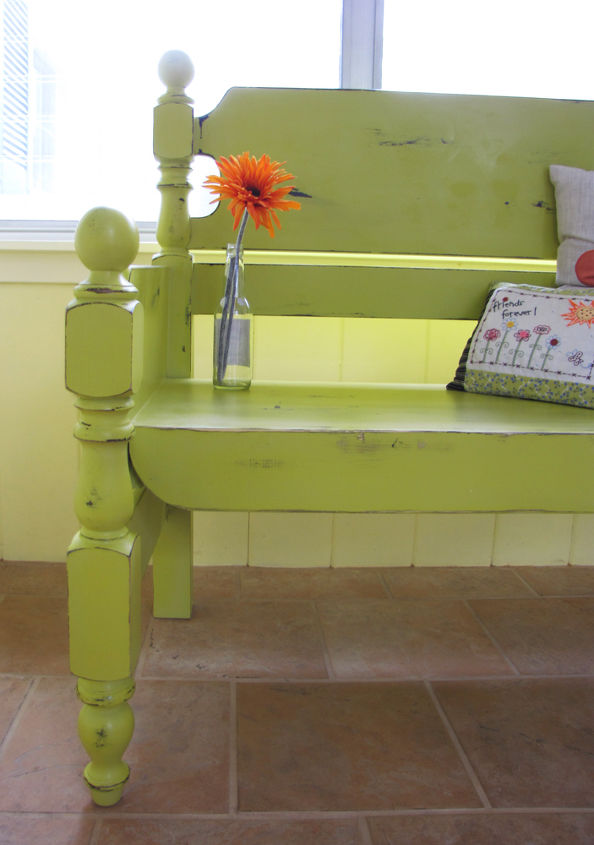 turn that unwanted twin bed into a useful bench, decks, outdoor furniture, painted furniture, repurposing upcycling, Another bed turned bench for my friend and her three boys
