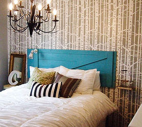 birch forest bedroom decorating transformation, bedroom ideas, painting, Birch Forest Stencil Transformed Bedroom