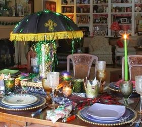 mardi gras tablescape, seasonal holiday d cor, No two place settings are alike