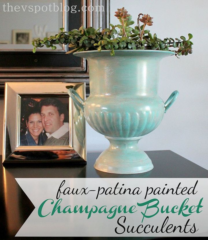 salvaging a tarnished champagne bucket with paint and succulents, painting, repurposing upcycling, easy how to