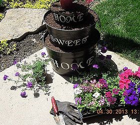 repurposed galvanized tubs, flowers, gardening, repurposing upcycling