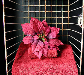 do you decorate your bathroom for christmas, bathroom ideas, christmas decorations, seasonal holiday decor, Then put one fake poinsettia on your towels