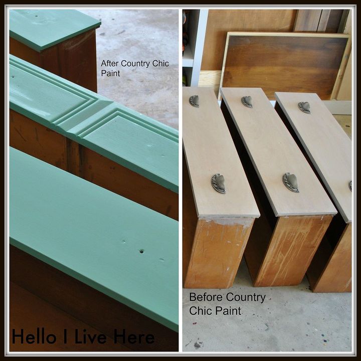 diy dresser using country chic paint, painted furniture, Drawers Before and After