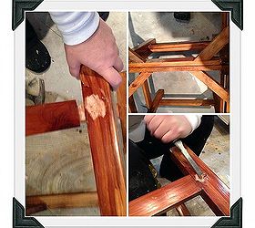 diy chair bench, painted furniture, repurposing upcycling, woodworking projects, Taking apart the old chair to use in the DIY Chair Bench