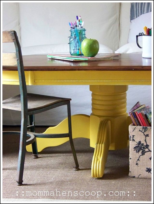 yellow coffee table makeover, home decor, painted furniture