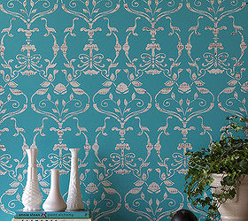 how to stamp a painted stencil pattern, painting, Our finished Wall Stencil Splendor Damask with a musical touch given by using a craft rubber stamp