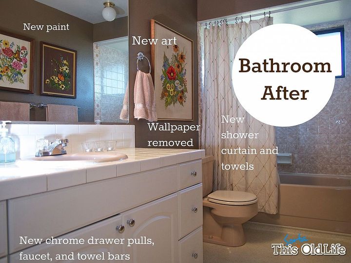 our kind of quickie a weekend bathroom makeover, bathroom ideas, home decor, painting, As you can see the actual changes we made were few but it s almost like a whole new room