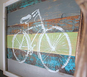 reclaimed wood bike art, crafts, home decor, woodworking projects, Spring colors make me