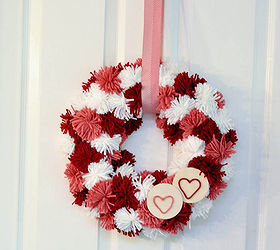 valentine s day pom pom wreath, crafts, seasonal holiday decor, valentines day ideas, wreaths, And voila But I felt it needed a bit more fuss