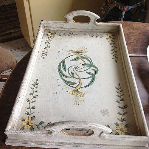q estate sale tray, crafts, painting