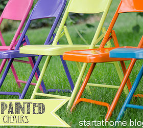 spray painted metal fold chairs, painted furniture