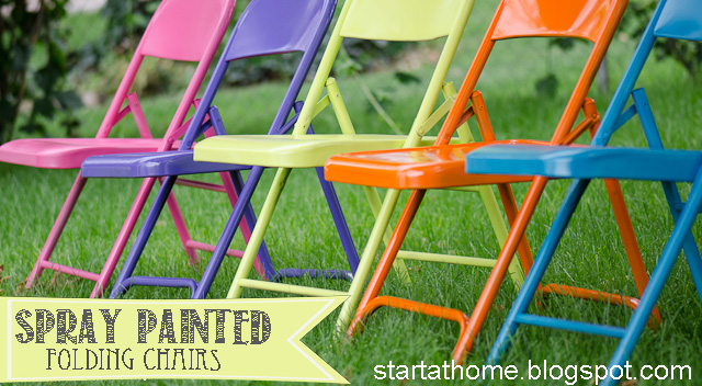 spray painted metal fold chairs, painted furniture