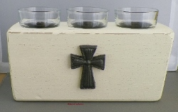 rustic three candle votive holder, home decor