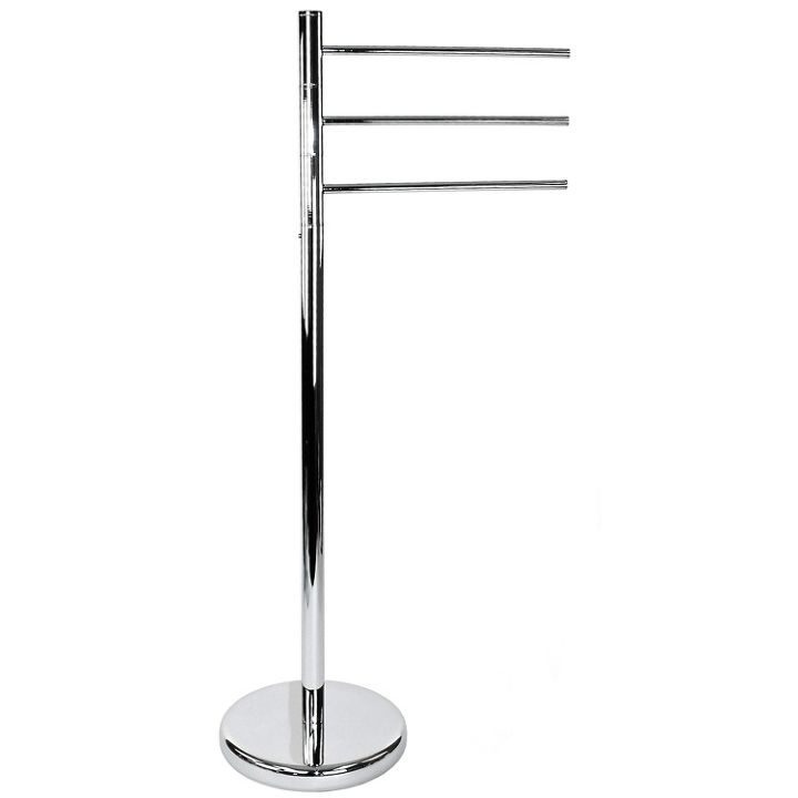 luxury towel bars stands, bathroom ideas, storage ideas, Free standing towel stand with three adjustable rails Made of solid brass in a polished chrome finish SKU 2731 13