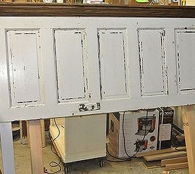 5 panel 90 yr old door converted into a king size door headboard