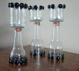 upcycled bottles turned into treasures i call them domes, repurposing upcycling, Upcycled Beer Bottles candle holders
