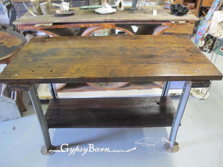 mechanics table to kitchen island, diy, how to, painted furniture, woodworking projects, The finished product