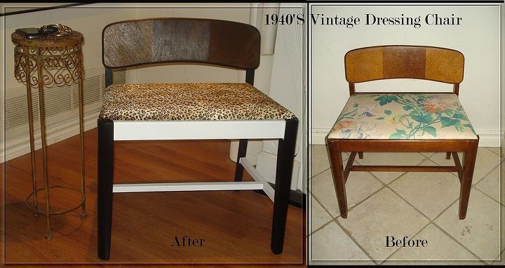i am in my element rescuing furniture and bringing them back to life, diy, how to, painted furniture, Diggin the Cheetah upholstery on the 1930 s bones For Sale