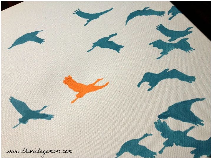 how to create stenciled canvas art, crafts, painted furniture, Learn how to create DIY stenciled canvas wall art using the Flock of Cranes Stencil
