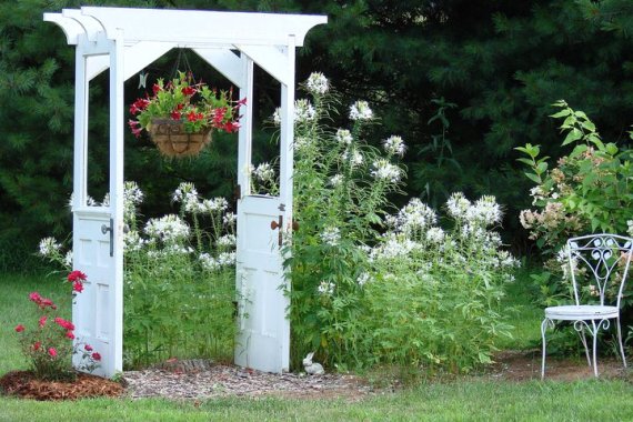 making snazzy re purposed garden arches, gardening, outdoor living, Jeanne Sammon s original door arbor set off several projects on FMG