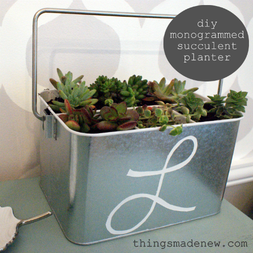 diy monogrammed planters from utensil caddies, flowers, gardening, repurposing upcycling, succulents